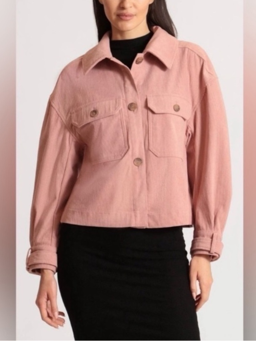 Avec Les Filles Anthropologie Pink Corduroy Button-Front Jacket | Medium